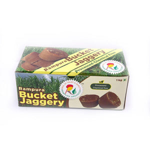 Rampura Bucket Jaggery 1kg - Processed chemical free - Rampura Organics India Pvt. Ltd.
