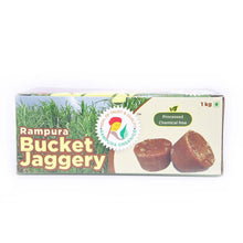 Load image into Gallery viewer, Rampura Bucket Jaggery 1kg - Processed chemical free - Rampura Organics India Pvt. Ltd.
